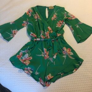 Kelly Green Floral Romper